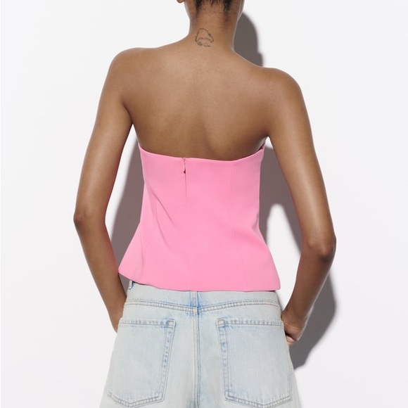 Zara Pink Strapless Cut Out Top - Picture 9 of 12